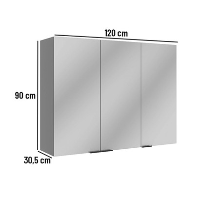 Armário Aéreo Cozinha 120 Cm Lumina 3 Portas Cinza - Telasul