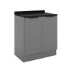 Balcão de Cozinha 80cm Lumina 2 Portas Cinza - Telasul