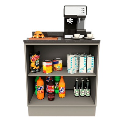 Balcão de Cozinha 80cm Lumina 2 Portas Cinza - Telasul