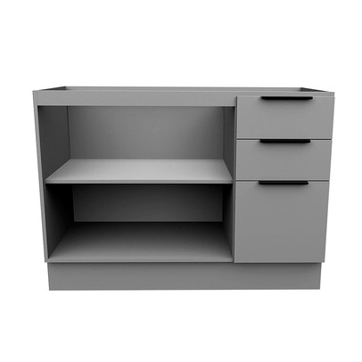 Balcão de Cozinha para Pia 120cm Lumina 2 Portas 3 Gavetas Cinza - Telasul