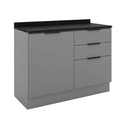 Balcão de Cozinha Lumina 1 Porta 3 Gavetas Cinza - Telasul