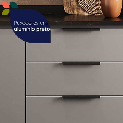 Balcão de Cozinha Lumina 1 Porta 3 Gavetas Cinza - Telasul