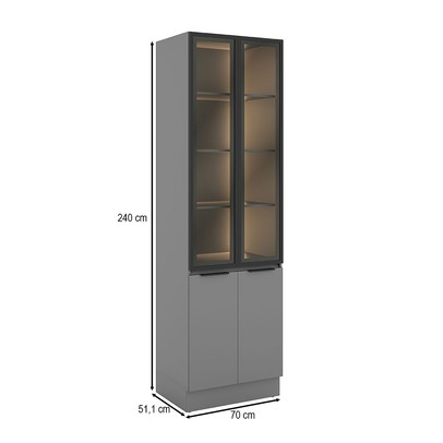 Paneleiro Lumina 4 Portas com Vidro Cinza - Telasul