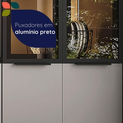 Paneleiro Lumina 4 Portas com Vidro Cinza - Telasul