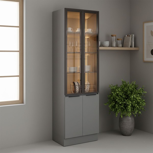 Paneleiro Lumina 4 Portas com Vidro Cinza - Telasul