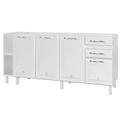 Balcão de Cozinha para Pia 180 Cm Star New 4 Portas 2 Gavetas Branco - Telasul
