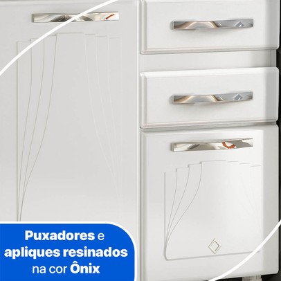 Balcão de Cozinha para Pia 180 Cm Star New 4 Portas 2 Gavetas Branco - Telasul
