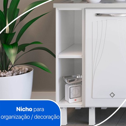 Balcão de Cozinha para Pia 180 Cm Star New 4 Portas 2 Gavetas Branco - Telasul