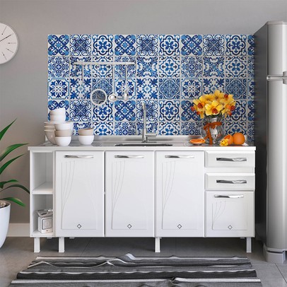 Balcão de Cozinha para Pia 180 Cm Star New 4 Portas 2 Gavetas Branco - Telasul