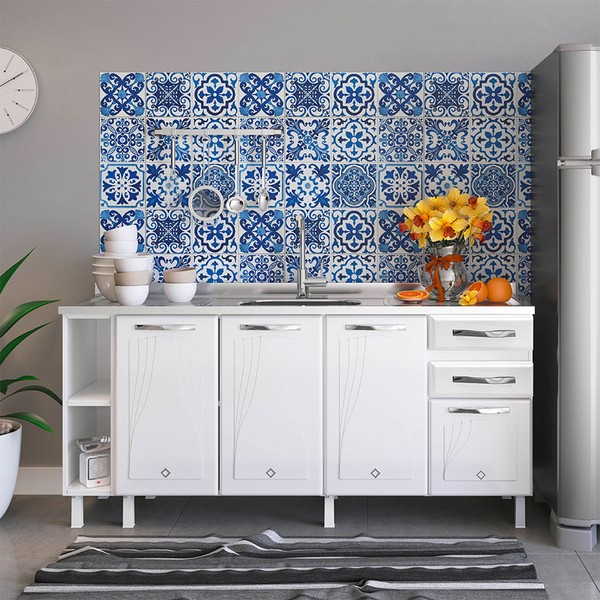 Balcão de Cozinha para Pia 180 Cm Star New 4 Portas 2 Gavetas Branco - Telasul