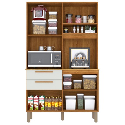 Armário de Cozinha Terra 5 Portas 2 Gavetas Cinamomo/Off White - Pnr Móveis