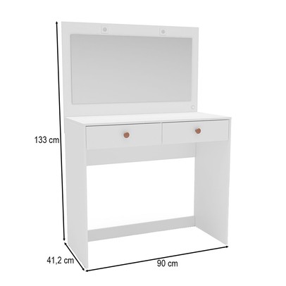 Penteadeira Valence 2 Gavetas com Espelho e Led Branco - Politorno