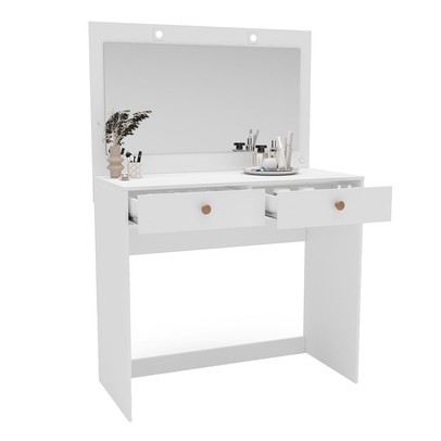 Penteadeira Valence 2 Gavetas com Espelho e Led Branco - Politorno