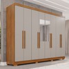 Guarda-Roupa Casal Pinheiro 8 Portas 4 Gavetas com Pés e Espelho Cinamomo/Off White - Pnr Móveis