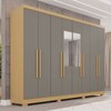 Guarda-Roupa Casal Pinheiro 8 Portas 4 Gavetas com Pés e Espelho Jequitibá/Granizo - Pnr Móveis