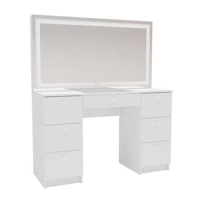 Penteadeira Iris 7 Gavetas com Espelho e Led Branco - Politorno