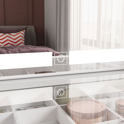 Penteadeira Iris 7 Gavetas com Espelho e Led Branco - Politorno