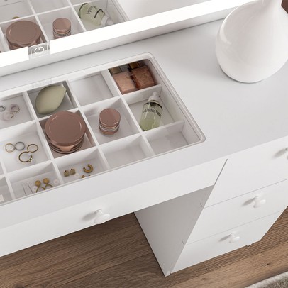 Penteadeira Iris 7 Gavetas com Espelho e Led Branco - Politorno