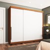 Guarda-Roupa Casal Madrid 3 Portas 4 Gavetas Branco/Freijó - Politorno