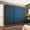 Guarda-Roupa Casal Madrid 3 Portas 4 Gavetas Azul/Freijó - Politorno