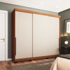 Guarda-Roupa Casal Madrid 3 Portas 4 Gavetas Creme/Freijó - Politorno