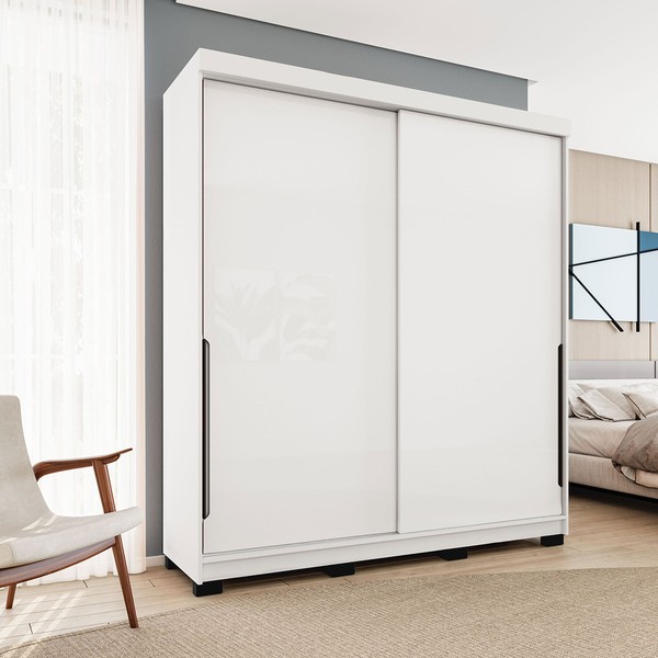 Guarda-Roupa Casal Madri 2 Portas 2 Gavetas Branco - Politorno