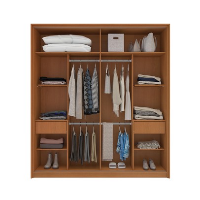 Guarda-Roupa Casal Madri 2 Portas 2 Gavetas Azul/Freijó - Politorno