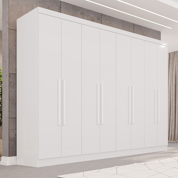 Guarda-Roupa Casal Pinheiro 8 Portas 4 Gavetas Branco - Pnr Móveis