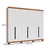 Guarda-Roupa Casal Madrid 6 Portas 4 Gavetas Branco/Freijó - Politorno
