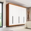 Guarda-Roupa Casal Madrid 6 Portas 4 Gavetas Branco/Freijó - Politorno