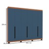 Guarda-Roupa Casal Madrid 6 Portas 4 Gavetas Azul/Freijó - Politorno