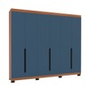 Guarda-Roupa Casal Madrid 6 Portas 4 Gavetas Azul/Freijó - Politorno