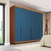 Guarda-Roupa Casal Madrid 6 Portas 4 Gavetas Azul/Freijó - Politorno