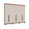 Guarda-Roupa Casal Madrid 6 Portas 4 Gavetas Creme/Freijó - Politorno