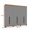 Guarda-Roupa Casal Madrid 6 Portas 4 Gavetas Cinza/Freijó - Politorno