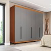 Guarda-Roupa Casal Madrid 6 Portas 4 Gavetas Cinza/Freijó - Politorno