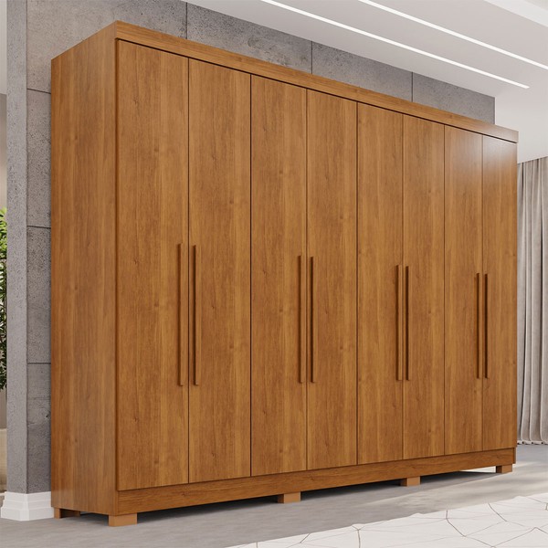 Guarda-Roupa Casal Pinheiro 8 Portas 4 Gavetas com Pés Cinamomo - Pnr Móveis