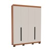 Guarda-Roupa Solteiro Madrid 4 Portas 4 Gavetas Creme/Freijó - Politorno