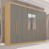 Guarda-Roupa Casal Pinheiro 8 Portas 4 Gavetas com Espelho Jequitibá/Granizo - Pnr Móveis
