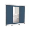 Guarda-Roupa Casal Madrid 3 Portas 4 Gavetas com Espelho Azul/Branco - Politorno