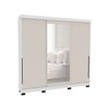 Guarda-Roupa Casal Madrid 3 Portas 4 Gavetas com Espelho Creme/Branco - Politorno