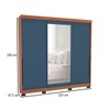 Guarda-Roupa Casal Madrid 3 Portas 4 Gavetas com Espelho Azul/Freijó - Politorno