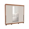 Guarda-Roupa Casal Madrid 3 Portas 4 Gavetas com Espelho Creme/Freijó - Politorno