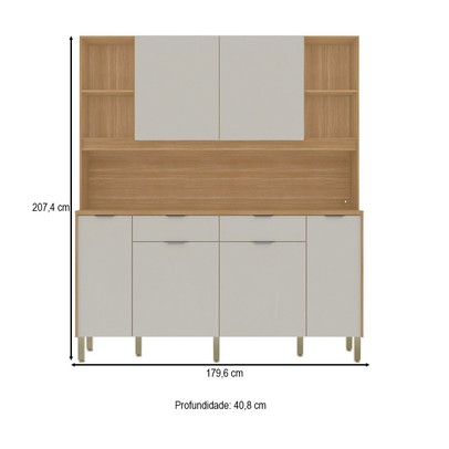 Armário de Cozinha Botanika 6 Portas 2 Gavetas Freijó/Soft - Kits Paraná