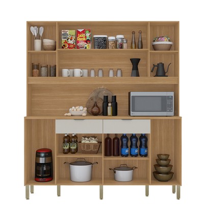 Armário de Cozinha Botanika 6 Portas 2 Gavetas Freijó/Soft - Kits Paraná