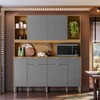 Armário de Cozinha Botanika 6 Portas 2 Gavetas Freijó/Gris - Kits Paraná