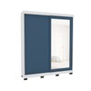Guarda-Roupa Casal Madrid 2 Portas 2 Gavetas com Espelho Azul/Branco - Politorno