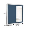 Guarda-Roupa Casal Madrid 2 Portas 2 Gavetas com Espelho Azul/Branco - Politorno