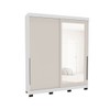 Guarda-Roupa Casal Madrid 2 Portas 2 Gavetas com Espelho Creme/Branco - Politorno