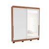 Guarda-Roupa Casal Madrid 2 Portas 2 Gavetas com Espelho Branco/Freijó - Politorno